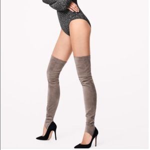 Wolford Velour Overknees in Taupe/ grey